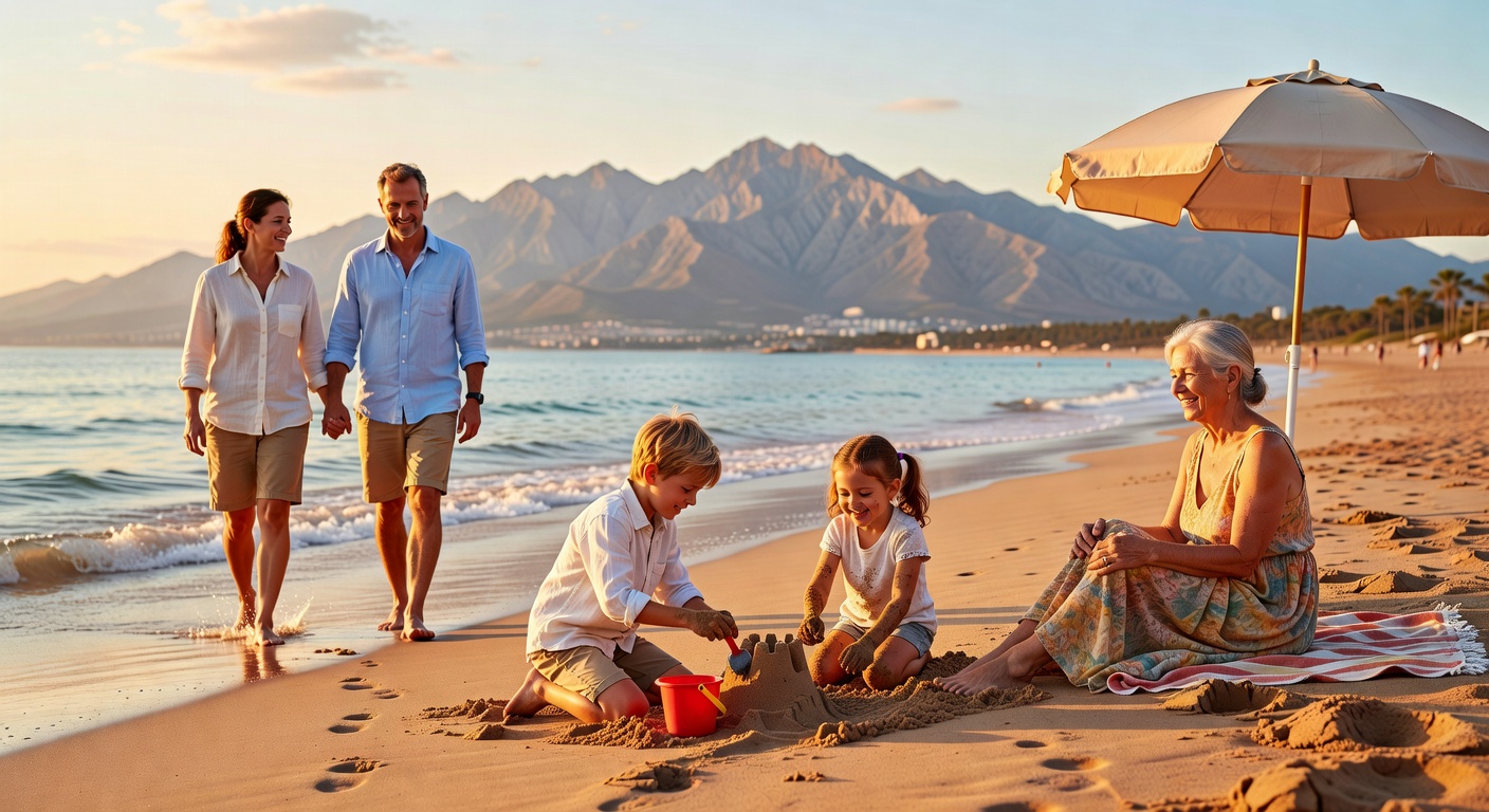 Familia de vacaciones en España